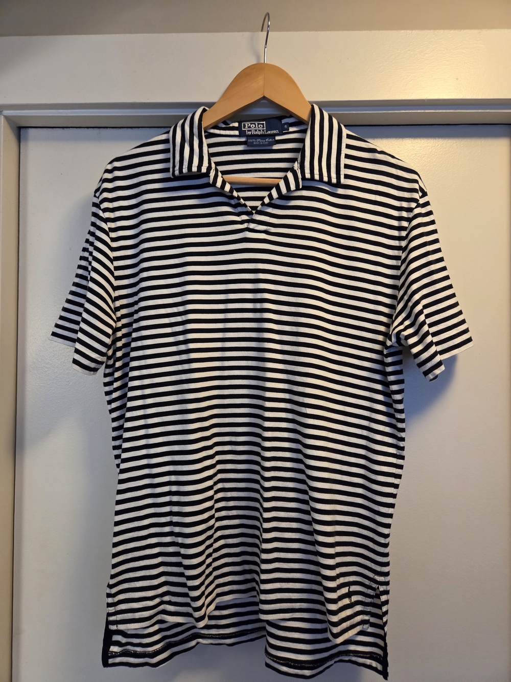 Polo Ralph Lauren Puma Cotton Black and White Striped Polo Shirt